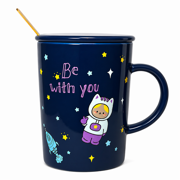 Tazón Space Kawaii con Tapa y Cuchara