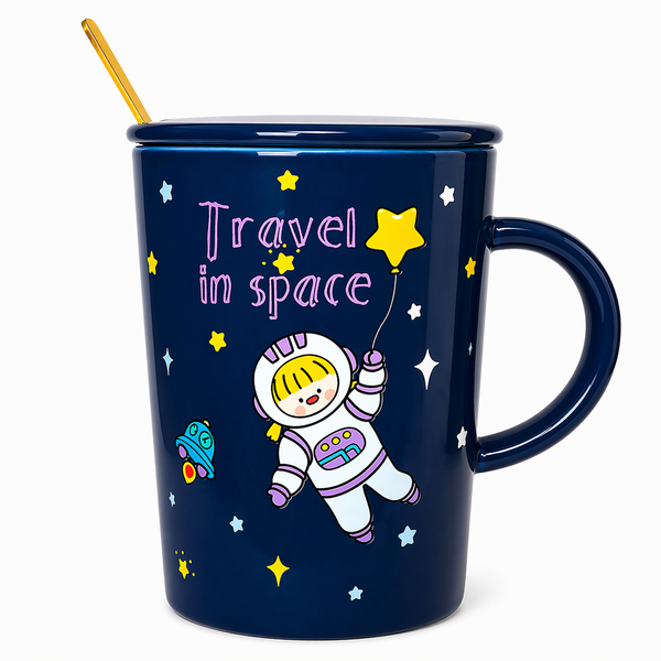 Tazón Space Kawaii con Tapa y Cuchara
