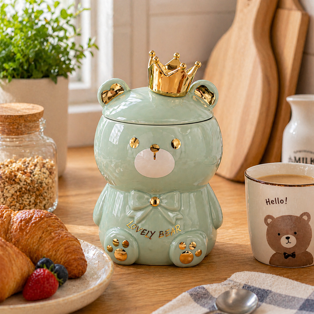 Tazón Oso con Corona Kawaii