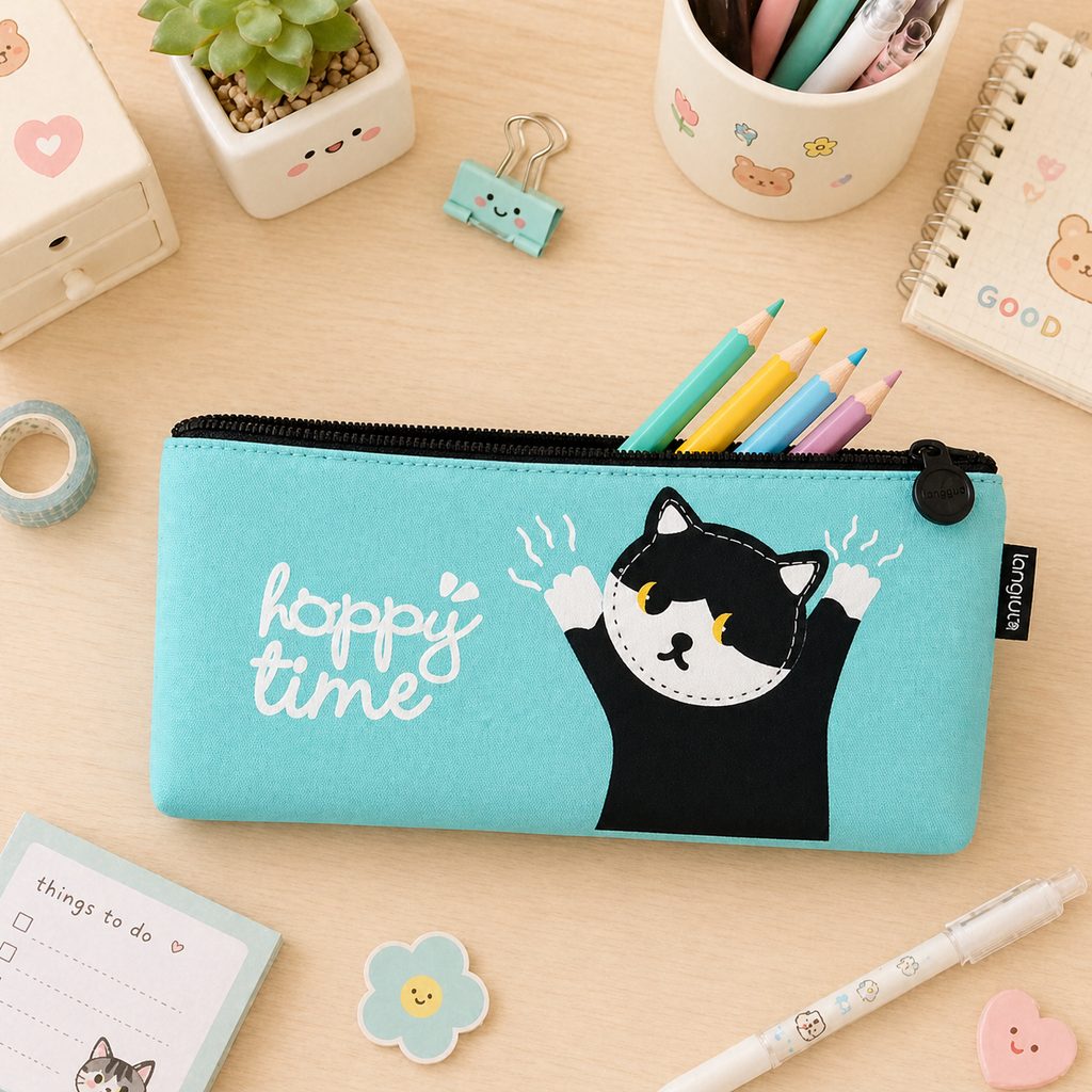 Estuche Gato Happy Time Kawaii
