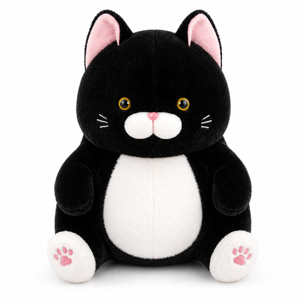 Peluche Gato Negro Gordito Kawaii