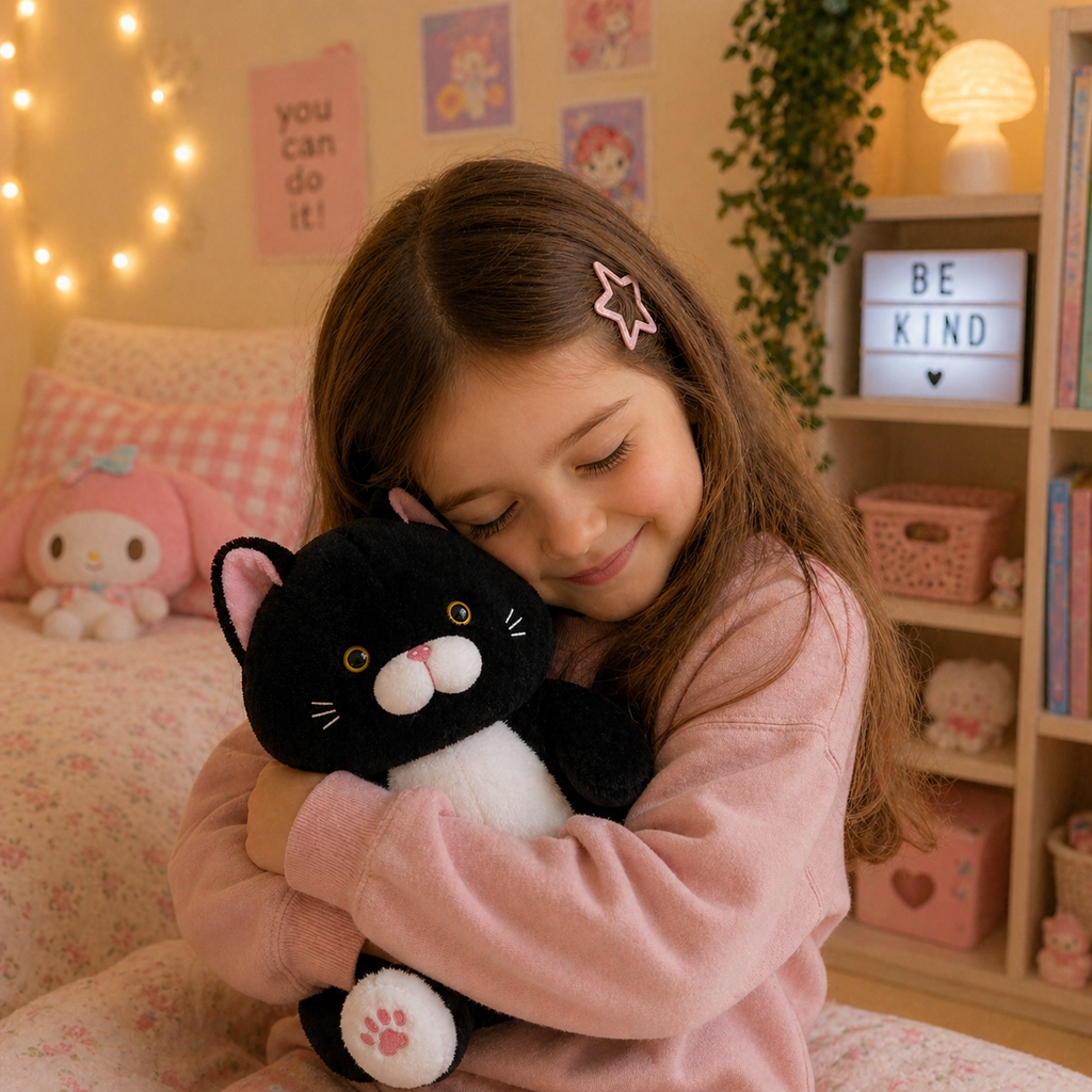 Peluche Gato Negro Gordito Kawaii