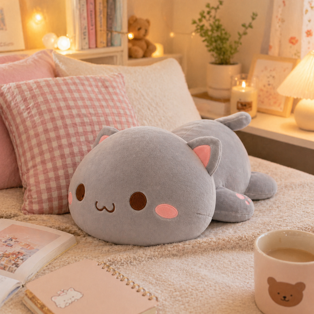 Peluche Gatito Acostado Kawaii