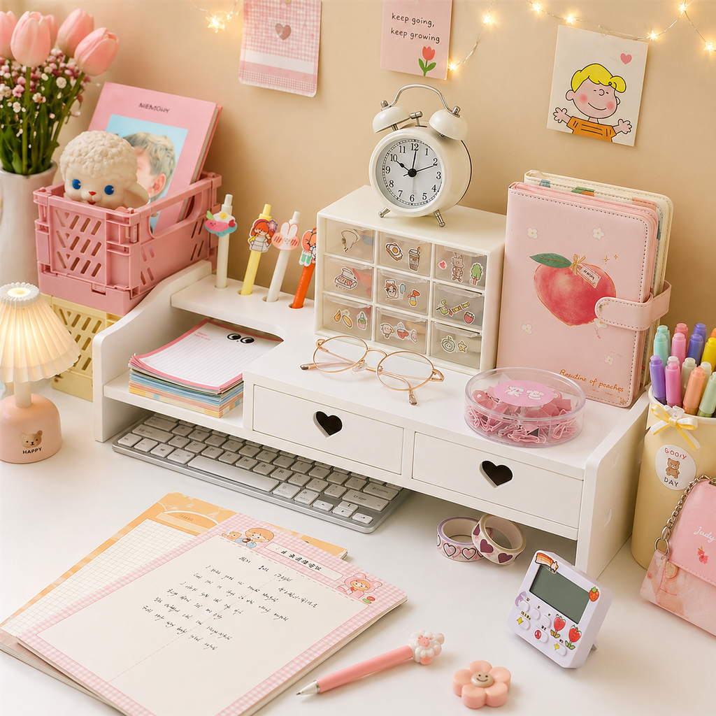 Organizador de Escritorio Corazones Kawaii