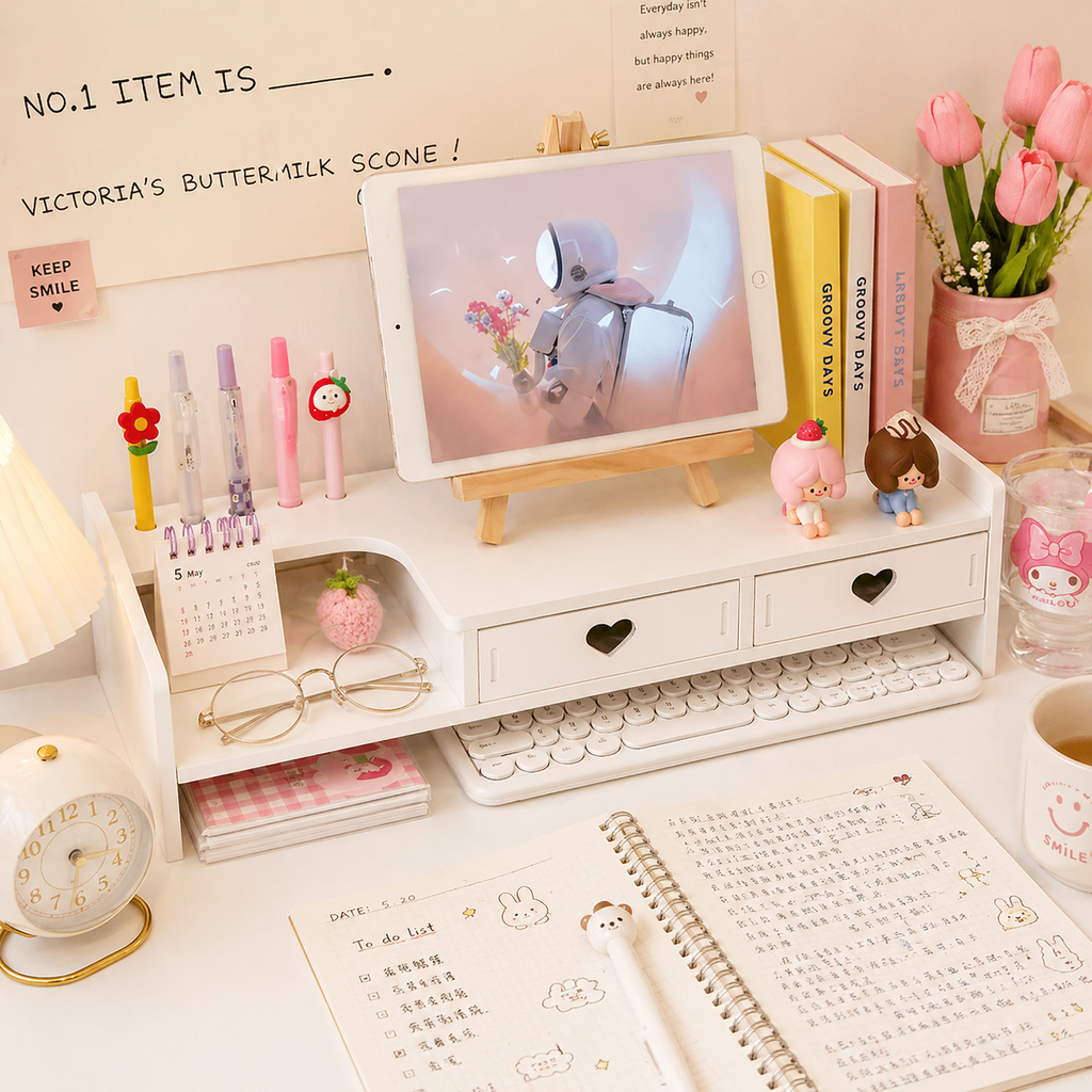 Organizador de Escritorio Corazones Kawaii