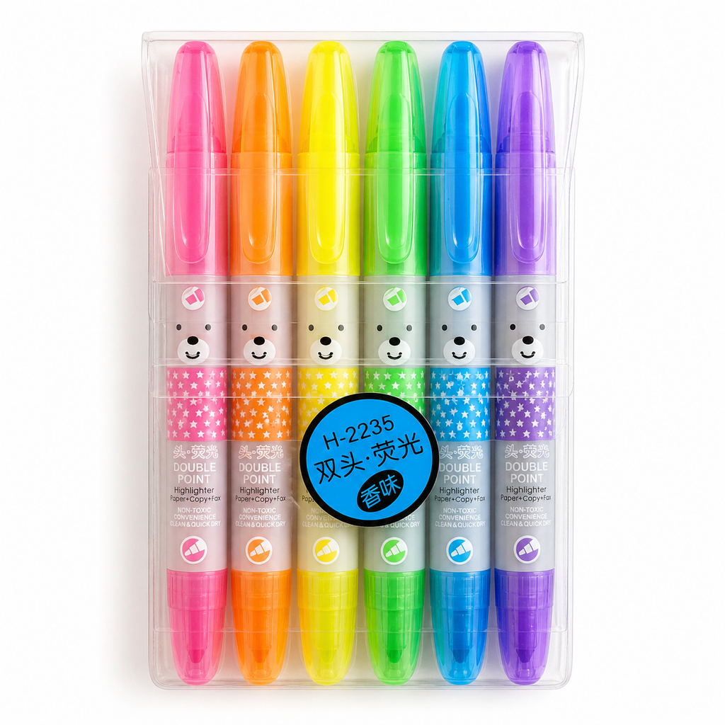 Set de 6 Destacadores Kawaii Doble Punta