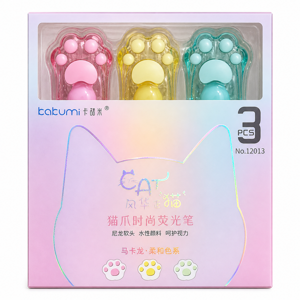 Lápices destacadores patita de gato (3 unid)