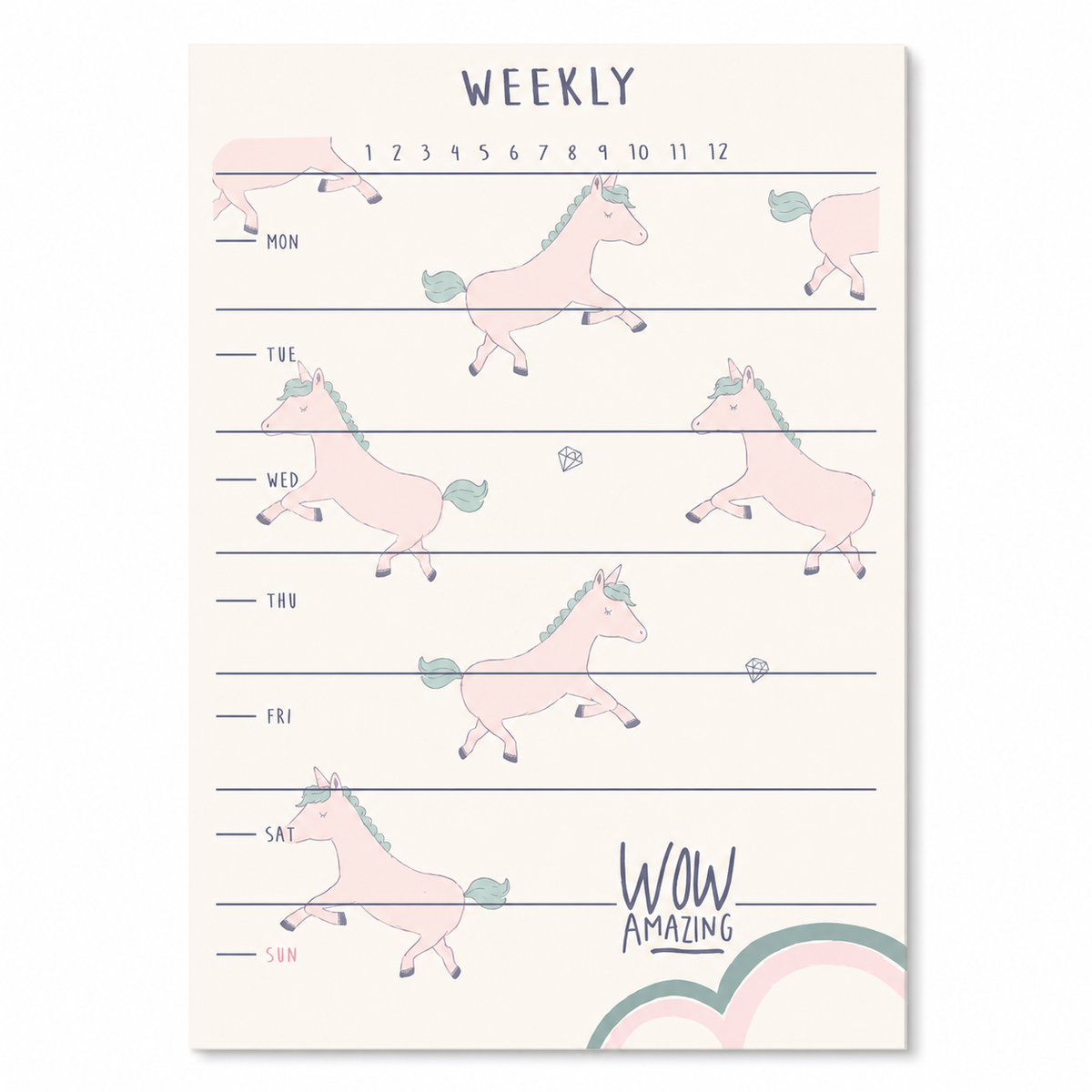 Sticky Weekly Memo Unicornio