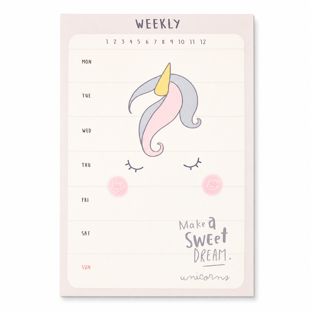 Sticky Weekly Memo Unicornio