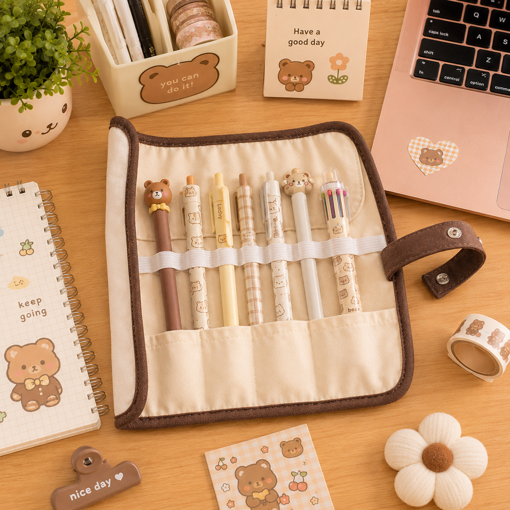 Estuche Oso Enrollable Kawaii