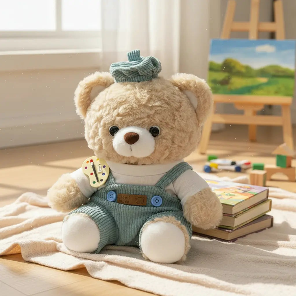 Peluche Osito Kawaii Artista con Overol