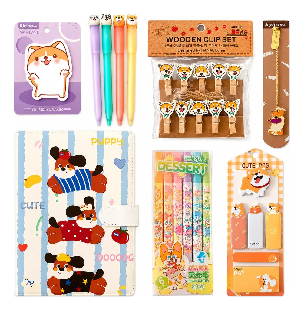 Set Papelería Perrito Kawaii