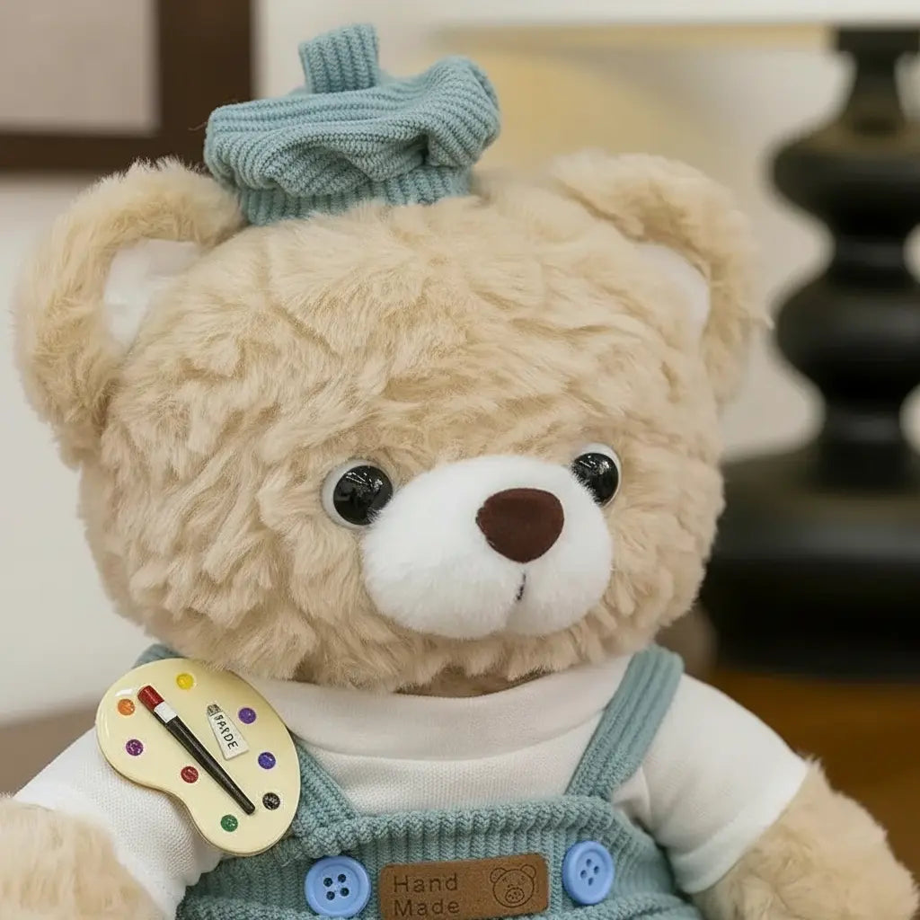 Peluche Osito Kawaii Artista con Overol