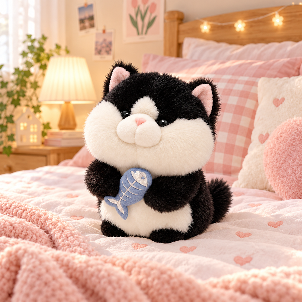 Peluche Gato con Pescado 25 cm