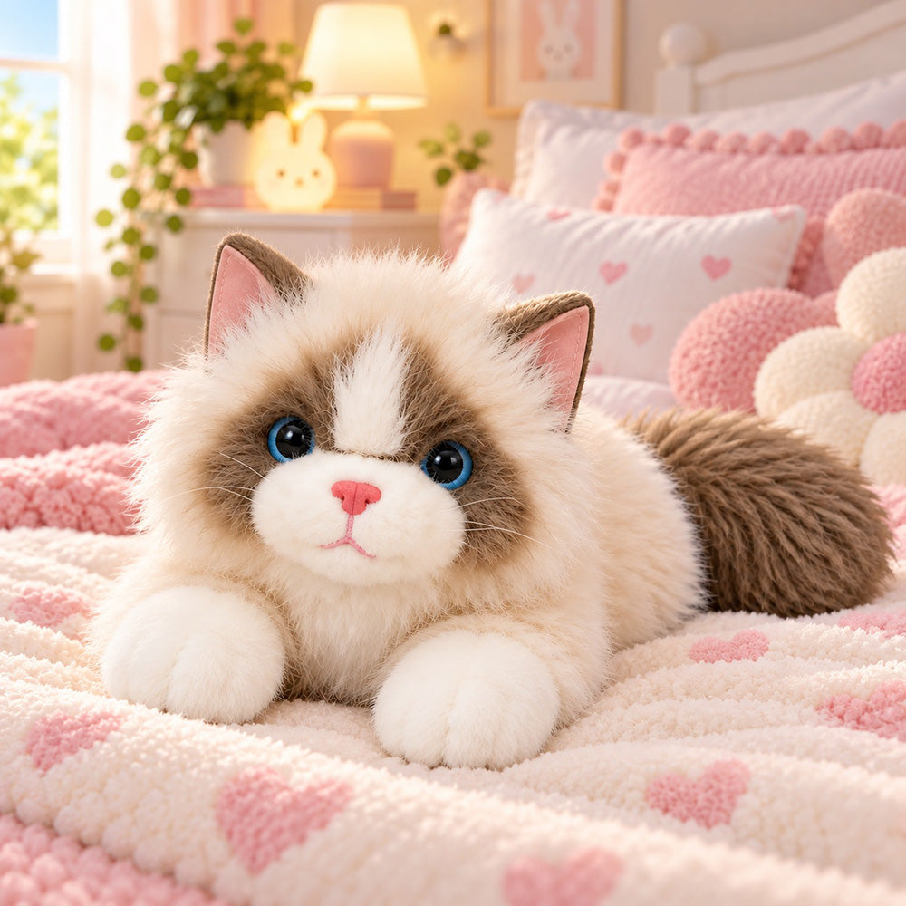 Peluche Gato Crema con Sonido 35 cm
