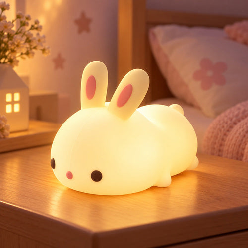 Lámpara Espanta Cuco Conejo Blanco – Luz de Noche LED Recargable