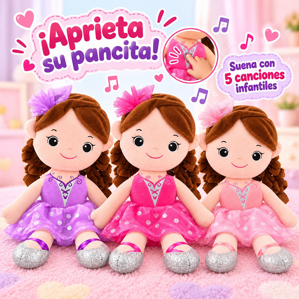 Peluche Muñeca Bailarina con Sonido 40 cm