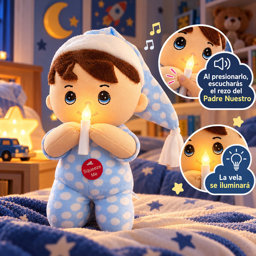 Peluche Niño Rezando con Luz y Sonido 26 cm