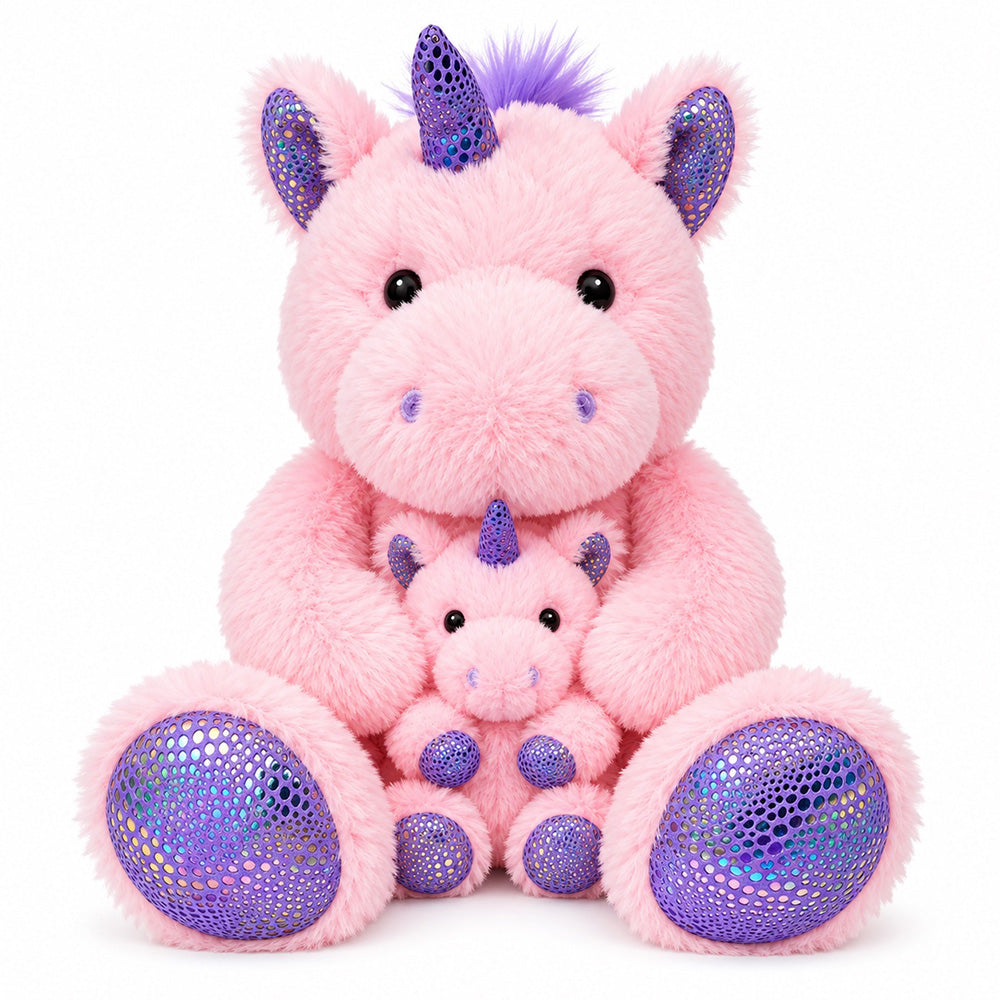 Peluche Unicornio con Bebé 40 cm