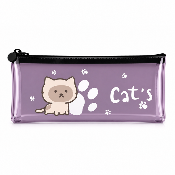 Estuche Gato Kawaii Transparente