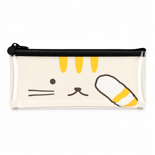 Estuche Gato Kawaii Transparente