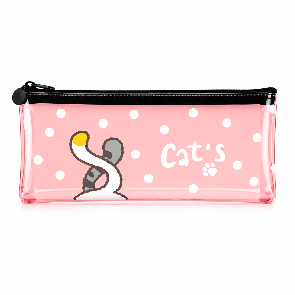 Estuche Gato Kawaii Transparente