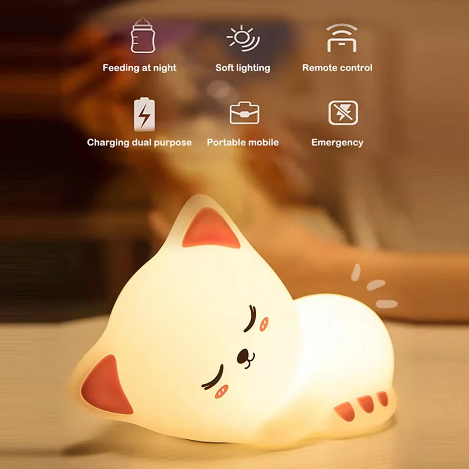 Lámpara Gatito Durmiendo Kawaii LED de Silicona