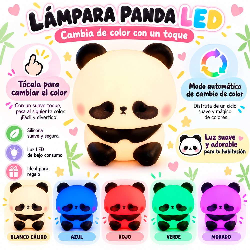 Lámpara espanta cuco Panda Multicolor kawaii LED recargable - foto 5