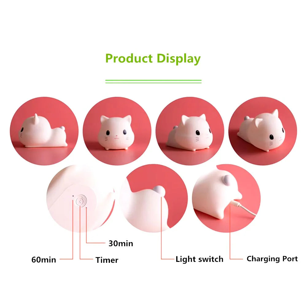 Lámpara Gatito Kawaii LED de Silicona