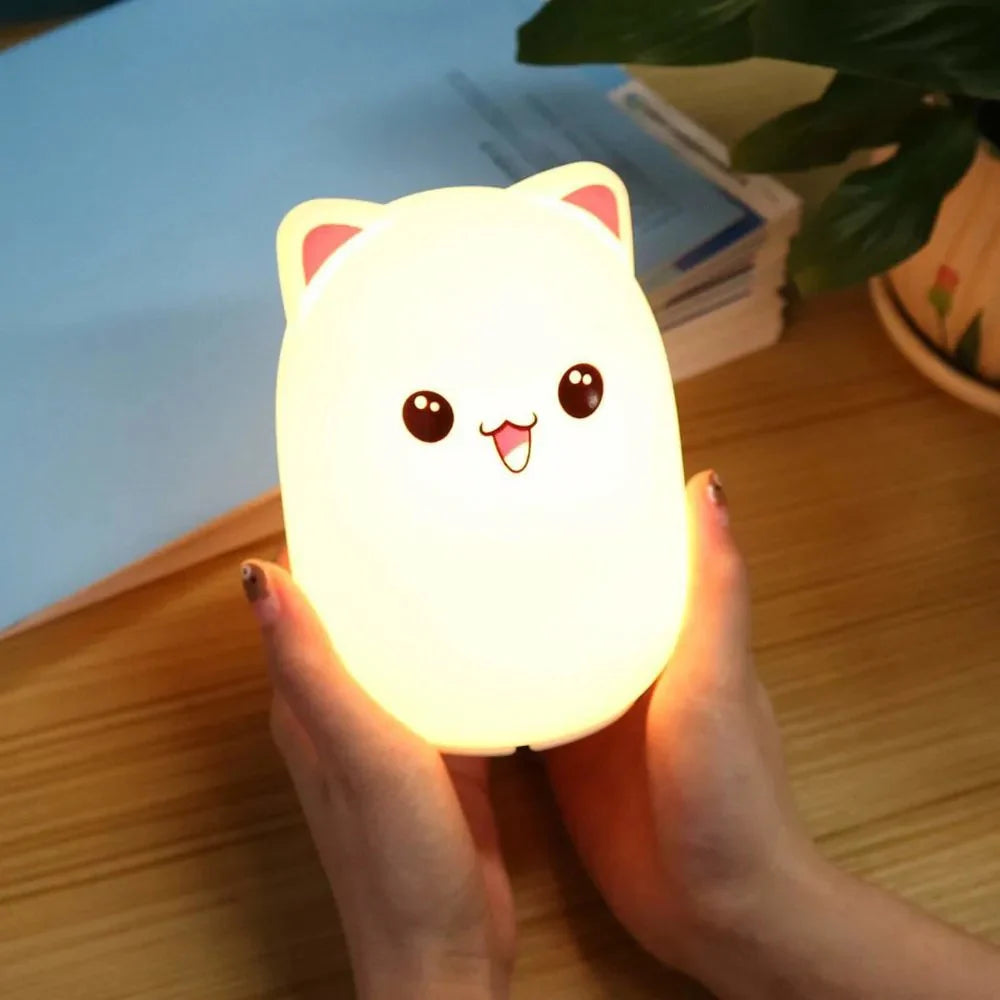 Lámpara Gatito Feliz Kawaii LED de Silicona
