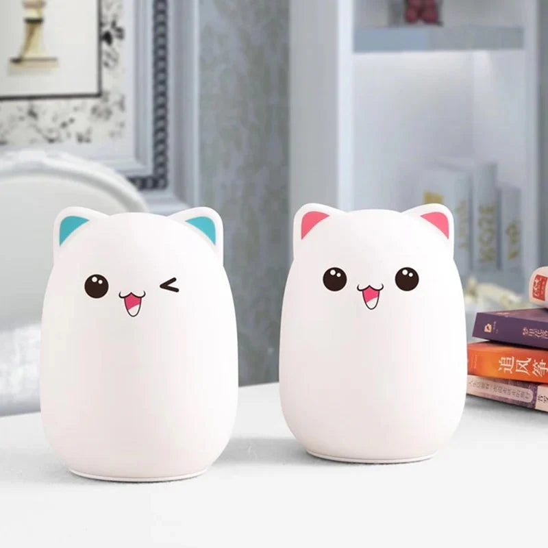 Lámpara Gatito Feliz Kawaii LED de Silicona