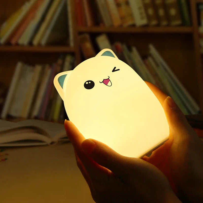 Lámpara Gatito Feliz Kawaii LED de Silicona