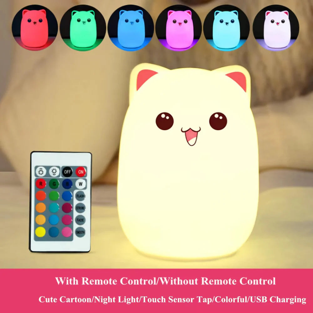 Lámpara Gatito Feliz Kawaii LED de Silicona