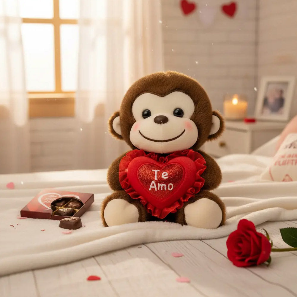 Peluche Mono con Corazón 20 cm