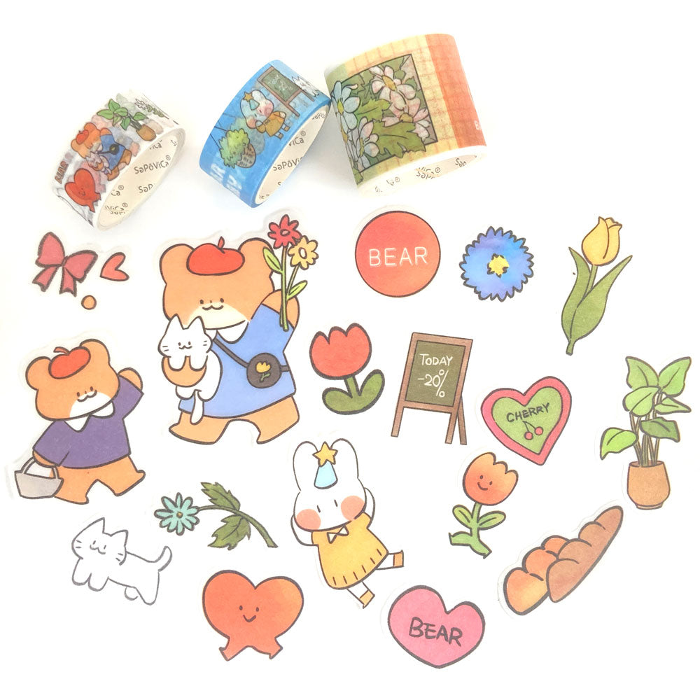Masking tape con stickers Baby Bear